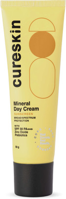 cureskin Sunscreen - SPF 30 PA+++ Broad Spectrum Mineral Day Cream Sun (UVA/UVB) Protection with Zinc Oxide(50 g)