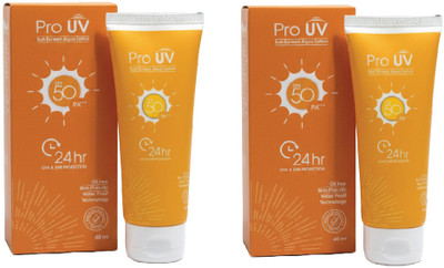 PRO UV Sunscreen - SPF 50 PA+++ Aqua Lotion 24HR UVA & UVB Protection, Water Resistant, (60 ml) Pack of 2 -(120 ml)