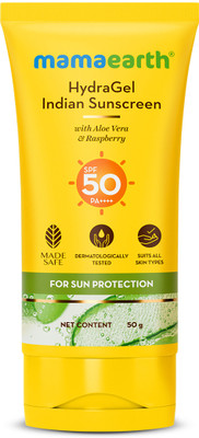 Mamaearth Sunscreen - SPF 50 PA+++ HydraGel Indian Sunscreen for Sun Protection With Aloe Vera & Raspberry(50 g)