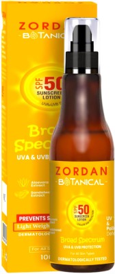 ZORDAN Sunscreen - SPF 50 PA++++ SPF 50 Sunscreen Lotion I Broad Spectrum I UVA+UVB Protection I Prevent Tanning(100 ml)