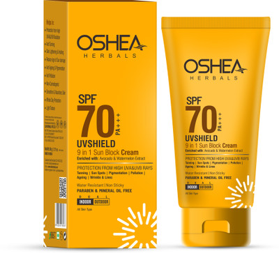 Oshea Herbals Sunscreen - SPF 50 PA+++ UVSHIELD 9 In 1 Sun Block Cream SPF(60 g)