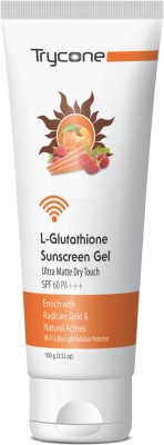 Trycone Sunscreen - SPF 60 PA+++ Ultra Matte Dry Touch L- Glutathione Sunscreen Gel, SPF 60 PA+++ With Wi-Fi & Blue Light Radiation Protection, 100 Gm(100 g)