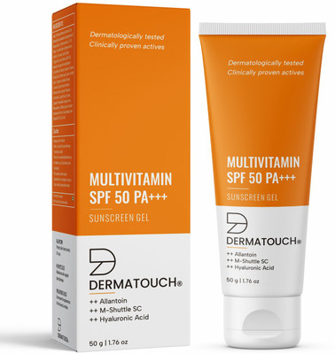 Dermatouch Sunscreen - SPF 50 PA+++ Multivitamin Gel | UVA-UVB Protection | Zero White Cast(50 g)