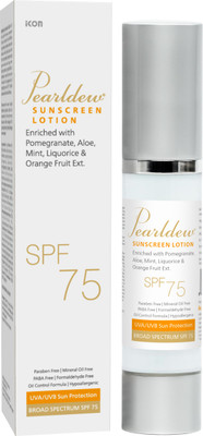 Pearldew Sunscreen - SPF 75 PA+ Lotion | With Aloe Vera | UVA & UVB Protection(50 ml)