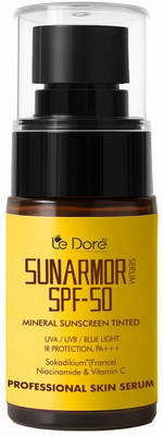 Le Dore Sunscreen - SPF 50 PA+++ Sunarmor Tinted Mineral Sunscreen Serum With Vit C & Niacinamide(30 ml)