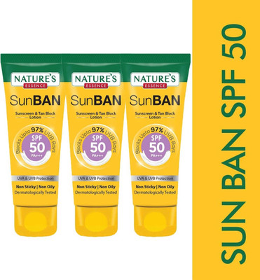 Nature's Essence Sunscreen - SPF 50 Sunban Sunscreen Spf50_60Ml pack of 3(180 ml)
