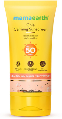 Mamaearth Sunscreen - SPF 50 PA++++ Chia Calming Sunscreen with Chia Seed & Ceramides for Healthy Skin Barrier(50 g)