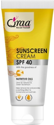 Qraa Sunscreen - SPF 40 PA++++ Sunscreen Cream SPF 40|Helps Remove Tan|Helps in Sun Burn|Parabens Free(100 g)