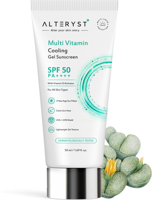 Alteryst Sunscreen - SPF 50 PA++++ Multi Vitamin& Niacinamide Gel Sunscreen|UVA/B Protection |Reduce Tan|(50 ml)