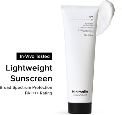 Minimalist Sunscreen - SPF 50 PA++++ Lightweight with Niacinamide & Multi-Vitamins | No WhiteCast |Broad Spectrum(100 g) Minimalist Sunscreen - SPF 50 PA++++ Lightweight with Niacinamide & Multi-Vitamins | No WhiteCast |Broad Spectrum(100 g)