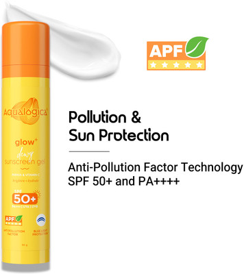 Aqualogica Sunscreen - SPF 50 PA++++ Glow+ Dewy Sunscreen with SPF 50 for UVA/B & Blue Light Protection(50 g)
