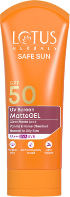 LOTUS HERBALS Sunscreen - SPF 50 PA+++ Safe Sun Uv Screen Matte Gel Sunscreen(30 g)