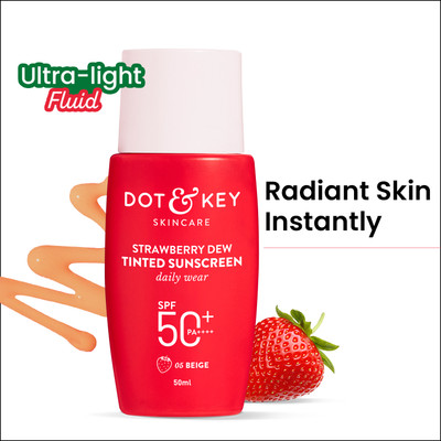 Dot & Key Sunscreen - SPF 50 PA++++ STRAWBERRY DEW TINTED SUNSCREEN SPF 50 PA++++ protects & perfects skin- 05 BEIGE(50 ml)