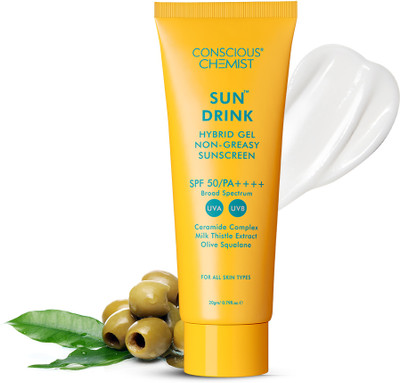 Conscious Chemist Sunscreen - SPF 50 PA++++ Ceramides Sunscreen SPF 50 PA++++ | Hyaluronic & Squalane | No White Cast(20 g)