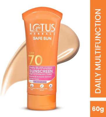 LOTUS HERBALS Sunscreen - SPF 70 PA+++ SAFESUN DAILY MULTI FUNCTION(60 g)