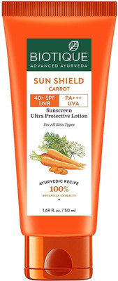 BIOTIQUE Sunscreen - SPF 50 PA+++ Bio carrot Face & Body Sun Lotion SPF40 Sunscreen For all skin Types in the sun 50ml(50 ml)