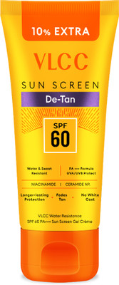 VLCC Sunscreen - SPF 60 PA+++ De-Tan Water Resistant Sunscreen Gel Cream - For Sun Protection(110 g)