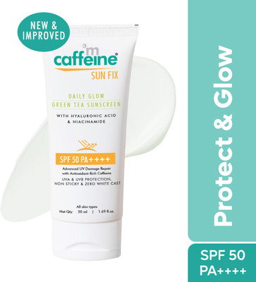 mCaffeine Sunscreen - SPF 50 PA++ Green Tea Sunscreen for Sun Protection & Fairness, No White Cast & DTan Removal(50 ml)