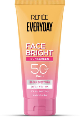 Renee Sunscreen - SPF 50 PA+++ Everyday Face Bright Brightening Sunscreen with Niacinamide & Hyaluronic Acid(50 ml)