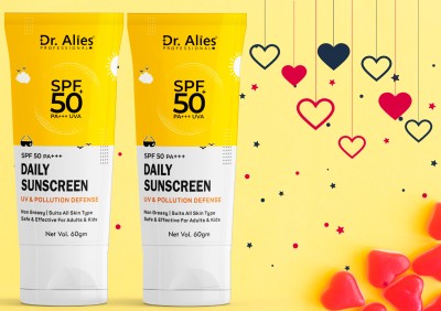 Dr. Alies Professional Sunscreen - SPF 50+++ PA+++ Sunscreen Lotion SPF50 PA+++ Sunblock sunscreen - (Gift pack-2)(120 g)