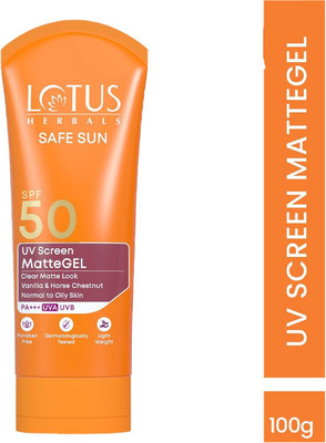 LOTUS HERBALS Sunscreen - SPF 50 PA+++ Safe Sun UV Screen Matte GEL.(100 g)