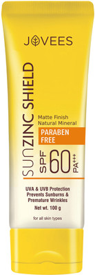 JOVEES Sunscreen - SPF 60 PA+++ Sun Zinc Shield Broad Spectrum | Matte Finish(100 g)