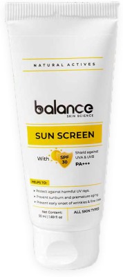 balance skin science Sunscreen - SPF 30 PA+++ New SPF 30 Sunscreen For Broad-Spectrum UV Protection, PA+++(50 g)