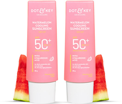 Dot & Key Sunscreen - SPF 50 PA++++ Watermelon Hyaluronic Cooling for Oily,Normal&Combination Skin,Lightweight(160 g)