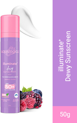 Aqualogica Sunscreen - SPF 50+ PA++++ Illuminate+ Dewy with Wild Berries & Alpha Arbutin | Fragrance-Free(50 g)