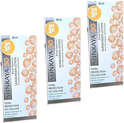 FLORENTHA Sunscreen - SPF 30 PA+++ sunkaya-30 sunscreen lotion for total protection uva/uvb skin pack of 60ml x 3(180 ml)