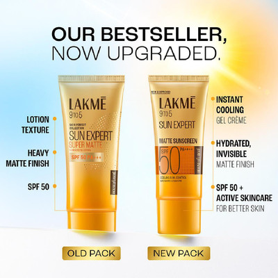 Lakmé Sunscreen - SPF 50 PA+++ 9 To 5 Sun Expert Super Matte(100 ml)