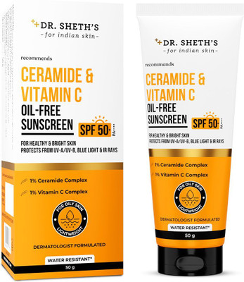 Dr. Sheth’s Sunscreen - SPF 50 PA+++ Ceramide & Vitamin C|SPF 50+ Pa+++| All Skin Types(50 g)
