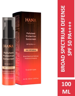 Hana Beauty Sunscreen - SPF 50 PA++++ Pollutant Protection Sunscreen(100 ml)