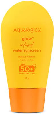 Aqualogica Sunscreen - SPF 50 PA++++ Glow+ Infused Water Sunscreen with Papaya & Vitamin C(50 g)
