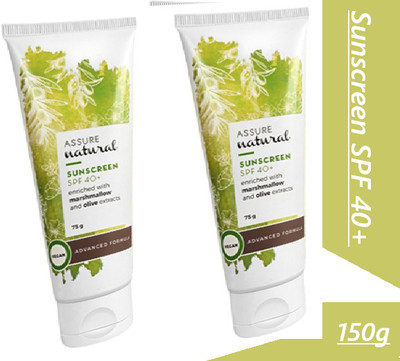 ASSURE Sunscreen - SPF SPF 40+ PA+++ Sunscream SPF 40+ Enriched With Marshmallow & Olive Extracts (150g) Combo(150 g)