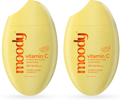 MOODY Sunscreen - SPF 50 PA+++ Vitamin C Hydrating Fluid Sunscreen Mandarin Orange & Vitamin E - Duo(100 ml)