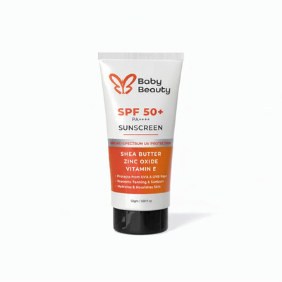 Baby Beauty Sunscreen - SPF 50 PA++++ PA++++ Broad Spectrum UV Protection | With Zinc Oxide & Shea Butter | Lightweight(50 g)
