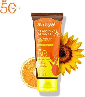 Atulya Sunscreen - SPF 50, PA++++ ,Vitamin C & D’ Panthenol, Sunscreen | Protect from UVA/UVB Rays -(80 g)