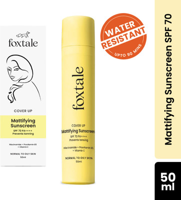 Foxtale Sunscreen - SPF 70 PA++++ Gel-Cream Sunscreen for Oily Skin with Niacinamide|Prevents Tan|Pore-minimising(50 ml)