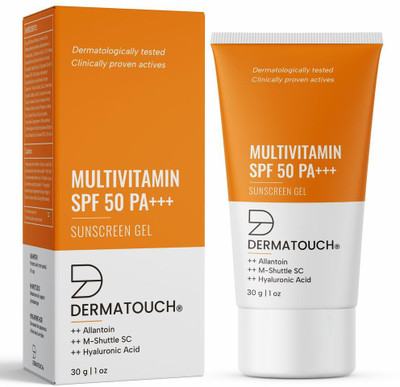 Dermatouch Sunscreen - SPF 50 PA+++ Multivitamin Gel | UVA-UVB Protection | Zero White Cast(30 g)