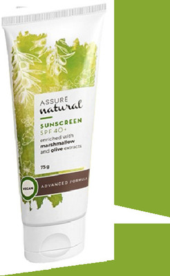 ASSURE Sunscreen - SPF 40 PA++ SUNSCREEN SPF40+ENRICHRD WITH MARSHMALLOW AND OLIVE EXTRACTS ADVANCED FORMULA(75 g)