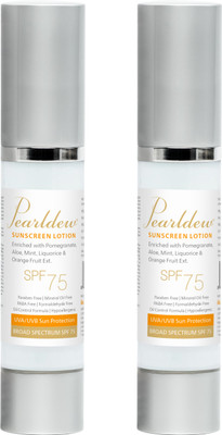Pearldew Sunscreen - SPF 75 PA+ Lotion | With Aloe Vera | UVA & UVB Protection Pack of 2(50 ml)