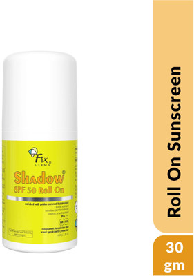 Fixderma Sunscreen - SPF 50 PA+++ Shadow Roll On Sunscreen SPF 50 PA+++, Water Resistant, UVA & UVB Protection(30 g)