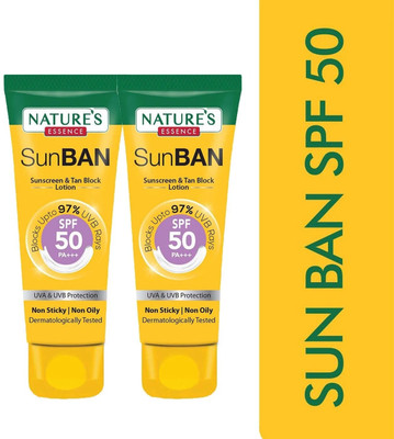 Nature's Essence Sunscreen - SPF 50 Natures Essence Sunban Sunscreen Spf50_60Ml (pack of 2)(120 ml)