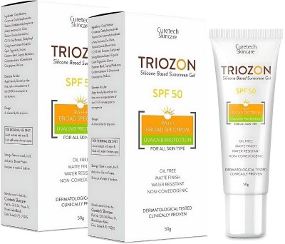 Triozon Sunscreen - SPF 50 PA+++ Sunscreen SPF 50 Broad Spectrum UV Protection, Lightweight & Non-Greasy Formula(100 g)