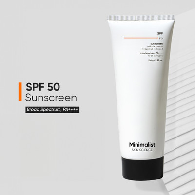Minimalist Sunscreen - SPF 50 PA++++ Lightweight with Niacinamide & Multi-Vitamins | No WhiteCast |Broad Spectrum(100 g) Minimalist Sunscreen - SPF 50 PA++++ Lightweight with Niacinamide & Multi-Vitamins | No WhiteCast |Broad Spectrum(100 g)