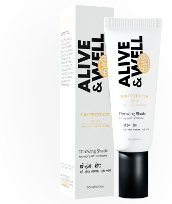 Alive & Well Sunscreen - SPF 50 PA++++ Throwing Shade SPF 50 PA++++ Lightweight Fast Absorbing Sunscreen, No White Cast(50 ml)