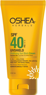 Oshea Herbals Sunscreen - SPF 50 PA+++ UV SHIELD MATTIFYING SUN BLOCK CREAM SPF 40 PA +++60Grams(60 g)