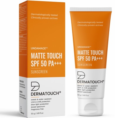Dermatouch Sunscreen - SPF 50 PA+++ PA+++ Matte Touch Sunscreen SPF 50 PA+++ with Titanium Dioxide & BlueShield(50 g)