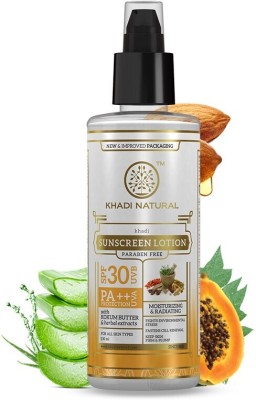 KHADI NATURAL Sunscreen - SPF 30 PA+++ Ayurvedic Sunscreen Lotion SPF 30 PA++|Moisturizing|Brightens Skin(100 ml)